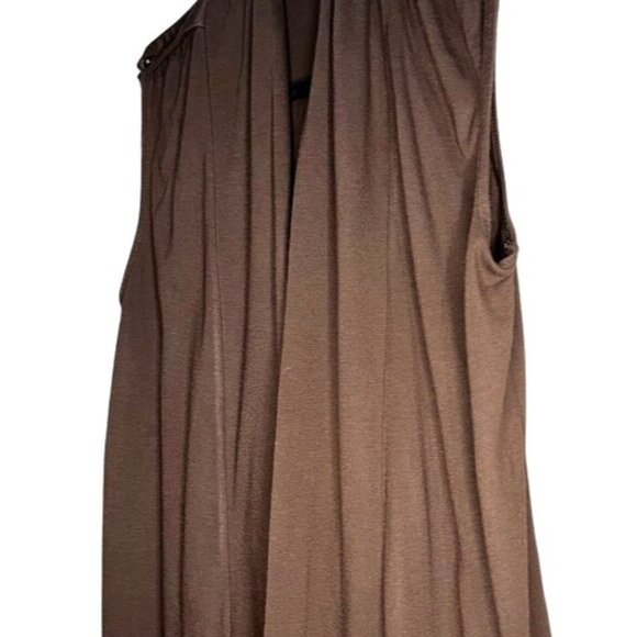 Liz Claiborne Brown Sleeveless Waterfall Open Front Cardigan Vest Women’s Size M - Picture 4 of 12